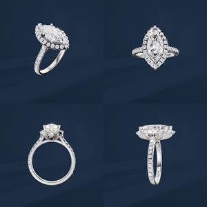 Anillo de compromiso de platino para mujer con diamante de corte marquise de 2 quilates, estilo clásico con halo y diamantes laterales, certificado por GIA - Product Image 6