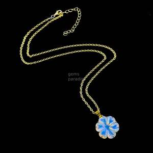 Colgante de Flor de Opalita AAA, Collar de Flor de Cristal para Mujer, Colgante de Gema de Opalita Tallado a Mano, Joyería Elegante - Product Image 3