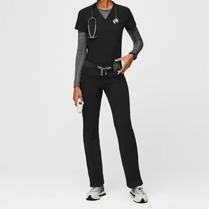 Hospital <b>Scrub</b> Uniform Sets for Doctors Dentists-Unisex Spandex/Polyester Knitted Fabric Seamless Fusing XL Workwear - Product Image 1
