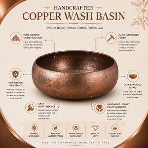 Handcrafted <b>Round</b> Hammered Copper Vessel Wash <b>Basin</b> Rustic Luxury Countertop Bathroom Sink Designer Copper <b>Basin</b> for Home Hotel - Product Image 5