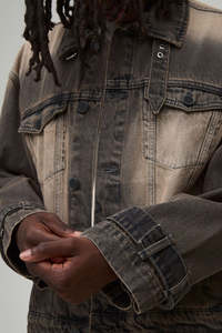 Chaqueta Vaquera de Diseño Personalizado con Lavado Ácido y Frente Largo, para Hombre, 100% Algodón, Forro de Lana Vintage, Transpirable, Ropa Casual de Invierno - Product Image 2