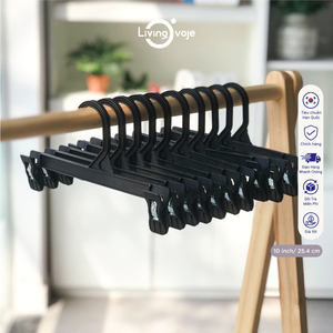 Lot de 10 cintres en plastique de 10 pouces avec pinces (sans coussinets en caoutchouc) – Organisateur de garde-robe durable moulé par injection – OEM disponible - Product Image 1