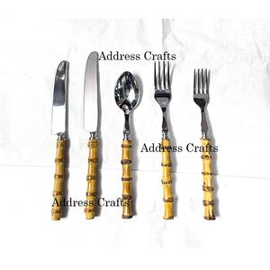 Juego de cubiertos de acero inoxidable 18/10 con mango de resina, cuchara para postre, tenedor para cena, cuchillo, cubiertos dorados de primera calidad, vajilla plateada para mesa - Product Image 4