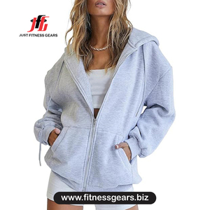 Sudadera extragrande de algodón, forro polar de algodón, color sólido, manga larga, transpirable, ropa de otoño para mujer - Product Image 1
