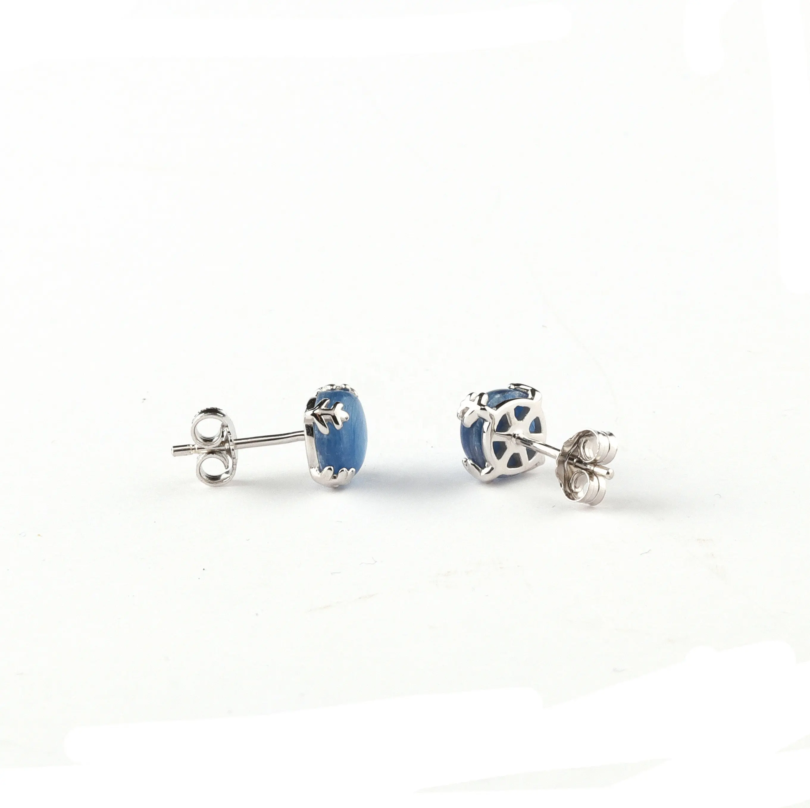 Joias de prata azul pedra kyanite floco de neve, pedra preciosa brincos para mulheres 925 prata esterlina para