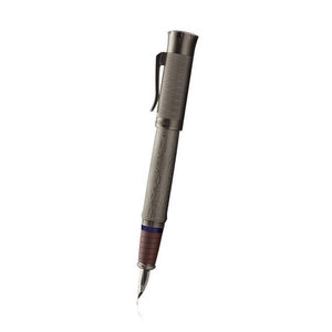 Pluma estilográfica hecha a mano de acero de Damasco con cuerpo de madera y detalles en azul - Product Image 5