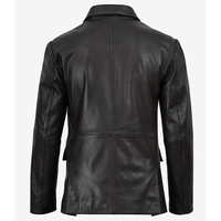 Chaqueta Blazer de Cuero Vacuno Negro Desgastado OEM 2026, de Alta Calidad, MOQ Bajo, Tallas Grandes, Personalizable para Invierno