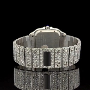 Premium Shimmer Style Iced Moissanite Square <b>Case</b> 10 Bar Water Resistant Stainless Steel <b>Watch</b> Full Cover Stones Wedding Event - Product Image 3
