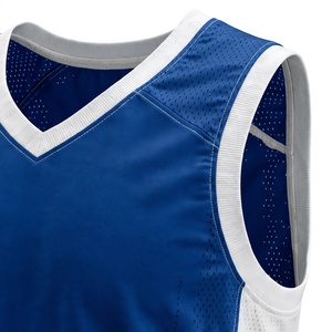 <b>Men's</b> <b>Sleeveless</b> Baseball Jersey-Sapphire Blue & White Color Block V-Neck Mesh Tank Breathable 100% Polyester - Product Image 6
