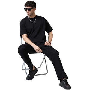 T-shirt à col rond pour homme, manches courtes, coupe classique, 100% coton jersey, couleur unie, style décontracté, tricoté, teint uni - Product Image 5