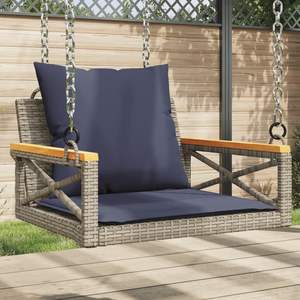 Dondolo Singolo da Esterno in Rattan PE Grigio con Design Smontabile - Product Image 1