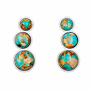 Boucles d'oreilles clous en turquoise coquille d'huître, style western bohème, faites à la main, bijoux statement pour cowgirl - Product Image 1