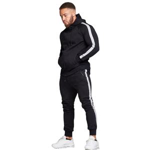 Aaron Garments' 2024 personnalisé hommes de haute qualité Slim Fit Gym ensembles élégant plaine polaire survêtement côté rayure sweats à capuche imprimés - Product Image 2