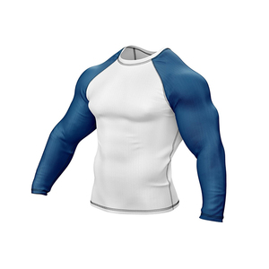 Camiseta de Manga Larga para Hombre, Protección UV, Color Blanco y Azul, Secado Rápido, Spandex y Poliéster, para Deportes Acuáticos Activos - Product Image 1