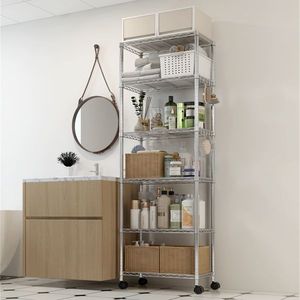 Heavy Duty 72.83\" H <b>Wire</b> Shelving Unit 1020LBS NSF Metal Storage <b>Shelves</b> with Wheels Adjustable for Garage Bathroom Storage - Product Image 1
