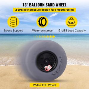 Ruote per Carrelli da Spiaggia 13'' con Pneumatici da Sabbia di Ricambio 32'' e Asse in Acciaio Inox, Pneumatici in TPU per Carrelli Kayak e Canoe, Gomma 200mm - Product Image 4