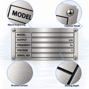 Placa de identificación metálica personalizada para maquinaria, con nombre, voltaje, modelo, número de serie, OEM de fábrica - Product Image 4