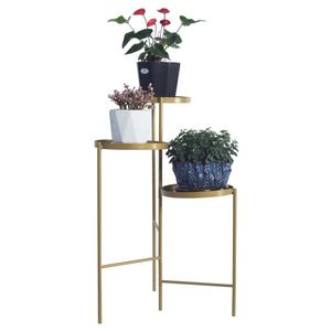 Espositore a tre livelli in metallo dorato per piante e mensole da parete - Product Image 1