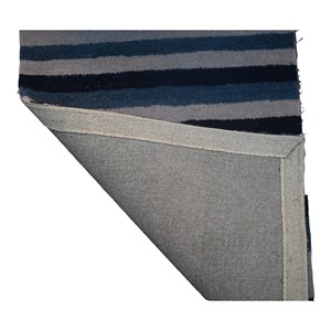Tapis moderne en laine bleu-gris tufté à la main 9x12, design rayé, pour salon, chambre, hôtel - Product Image 6