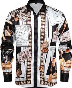 Nueva moda para hombre, camisa informal ajustada de manga larga con estampado de poliéster, talla europea, sublimación, camisa transpirable para trabajo de otoño - Product Image 1