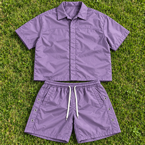 Conjunto de Dos Piezas Personalizado para Hombre, Camisa de Manga Corta de Nailon y Pantalones Cortos con Cordón, Ropa Deportiva Informal de Verano, Conjunto Deportivo al por Mayor - Product Image 2