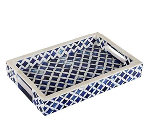 Bandeja de Servir de Lujo con Incrustaciones de Hueso y Madreperla, Diseño Náutico, Ecológica, Decoración Artesanal para el Hogar, Regalo de Boda, para Mesa de Centro - Product Image 1