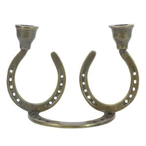 Support de bougie en laiton antique à 2 bras en forme de fer à cheval, prix de gros usine, articles de décoration de table - Product Image 1