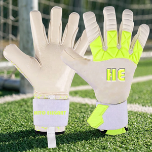 Gants de gardien de but de football en néoprène blanc sur mesure avec sangle élastique en latex gaufré allemand de 4 mm, découpe hybride, injection de caoutchouc - Product Image 3