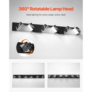 Moderna Lampada da Bagno a 6 Luci LED, 40,35 Pollici, Finitura Nera, Illuminazione da Parete per Bagno con Specchio Cromato IP44 Impermeabile - Product Image 4