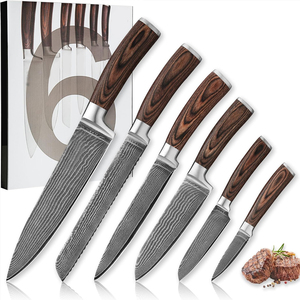 Premium Damascus Steel Kitchen <b>Knife</b> <b>Set</b> Modern Style Professional Chef <b>Knives</b> Durable Design Long Lasting Cooking Performance - Product Image 1