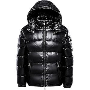 Custom Men's Hooded Puffer <b>Jacket</b> Premium <b>Leather</b> Windproof Breathable Insulated <b>Winter</b> Coat Lightweight Warm Zip Up <b>Jacket</b> - Product Image 2