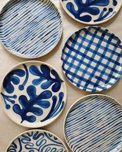 Round <b>Ceramic</b> Flat <b>Plate</b> Handmade Wabi Sabi Design Speckled Finish Minimalist Dinnerware - Product Image 1