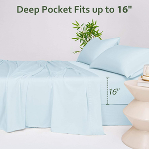 4Pcs Bamboo Bed <b>Sheet</b> Bedding Set <b>Flat</b> <b>Sheet</b>/<b>Fitted</b> <b>Sheet</b> Bedsheet With 2 Pillow Case - Product Image 3