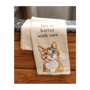 Personalizado lindo Floral blanco bordado doble borde venta al por mayor 100% algodón GOTS certificado plato toalla Drop Shipping a nivel mundial - Product Image 3