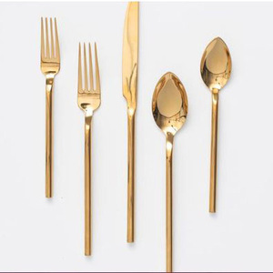 Juego de cubiertos nórdicos minimalistas modernos en oro, vajilla premium de alta gama para restaurantes y banquetes, cubiertos duraderos resistentes al deslustre. - Product Image 1