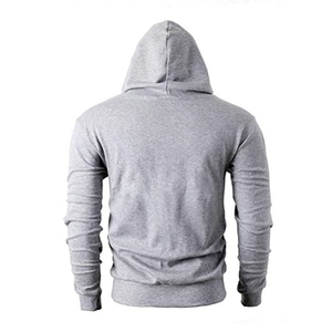 Sweat-shirt à capuche gris pour homme, coupe ajustée, décontracté, tricoté, design uni, vêtement d'automne par Harry Johnson Production - Product Image 2