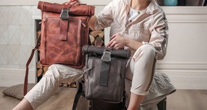 Brown Genuine Leather <b>Roll</b> Top <b>Backpack</b> Antique Look Travel Bag Large Capacity Mens Office Rucksack LTBP-0023 - Product Image 2