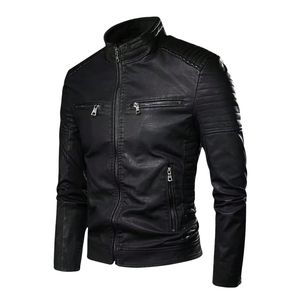 Chaqueta de Cuero Sintético PU Personalizada al por Mayor, OEM ODM, Chaqueta de Motero de Cuero Sintético para Hombre, Vegana, Ecológica, Libre de Azo, Proveedor y Fabricante al por Mayor - Product Image 2