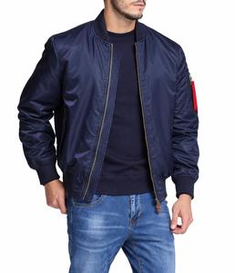 Chaqueta Bomber para Hombre, Cuello Alto, Cierre de Cremallera, Estilo Casual, Ecológica, Logotipo Frontal, Resistente al Viento, Corte Regular, para Otoño - Product Image 1