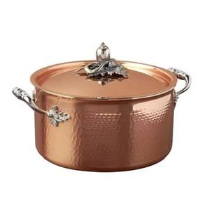 Casserole de luxe en cuivre martelé, chauffe-plat avec poignée en acier inoxydable, couvercle antiadhésif, compatible lave-vaisselle, diamètre 33 cm - Product Image 1