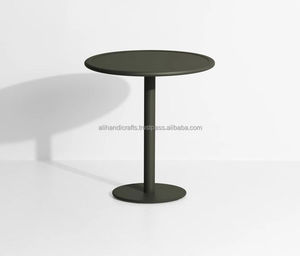 Minimalist Branched-Leg Metal Bistro <b>Table</b> – Modern Warm Tan <b>Round</b> Cafe <b>Table</b> with Tripod Base for <b>Outdoor</b> Lounges & Coffee Shop - Product Image 5