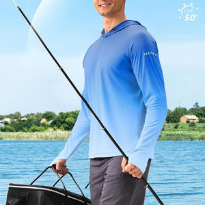 เสื้อตกปลาโพลีเอสเตอร์แห้งเร็ว ป้องกันแสงแดด UPF 50+ แขนยาว สำหรับตกปลาชายฝั่งและนอกชายฝั่ง - Product Image 5