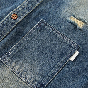 Camisa vaquera de hombre CITY BOY, estilo retro japonés, nueva colección otoño-invierno, gruesa, con agujeros, de alta calidad. - Product Image 4