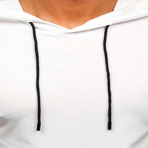 Sudadera con capucha blanca de manga corta para hombre, camiseta con capucha y cordón ajustable, top informal de verano - Product Image 2