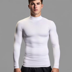 T-shirt de compression à séchage rapide pour homme, manches longues, en Spandex/Polyester, pour entraînement extérieur, course à pied et gym - Product Image 3