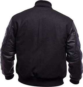 Chaqueta Varsity para Hombre, de Cuero de Oveja Auténtico, con Parches Bordados, Chaqueta de Béisbol para Hombre, de Cuero de Oveja - Product Image 2
