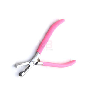 <b>Micro</b> Bead Stainless Steel Hair <b>Extension</b> Pliers with Long Pink Handle for Bead Install and Remove - Product Image 2