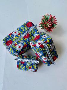 Toiletry Bags Bohemian Floral Cosmetic <b>Cases</b> Set with Zipper Closure Portable <b>Makeup</b> Pouches Three Sizes Textile Material - Product Image 1
