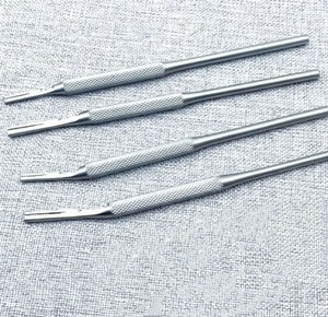 Manche de bistouri dentaire, manche de couteau chirurgical, manche de lame en acier inoxydable, courbé/droit pour 3 #   4 #   Lame chirurgicale orale - Product Image 1