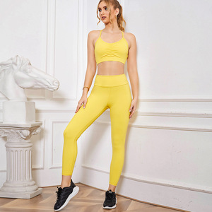 Custom New High Quality Reversible Plus Size 2-Piece Women's Fitness Sportswear Set Running Sports Bra Gym Leggings Waist Front - Product Image 4